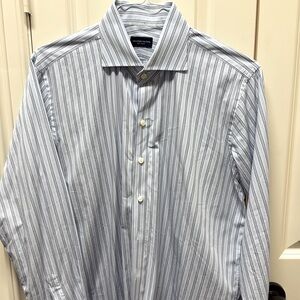 Men's Blue Striped Dress Shirt